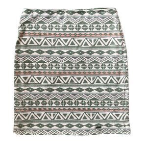 Hollister Geometric Mini Skirt Green Cream Pink Women’s Size XS NWOT